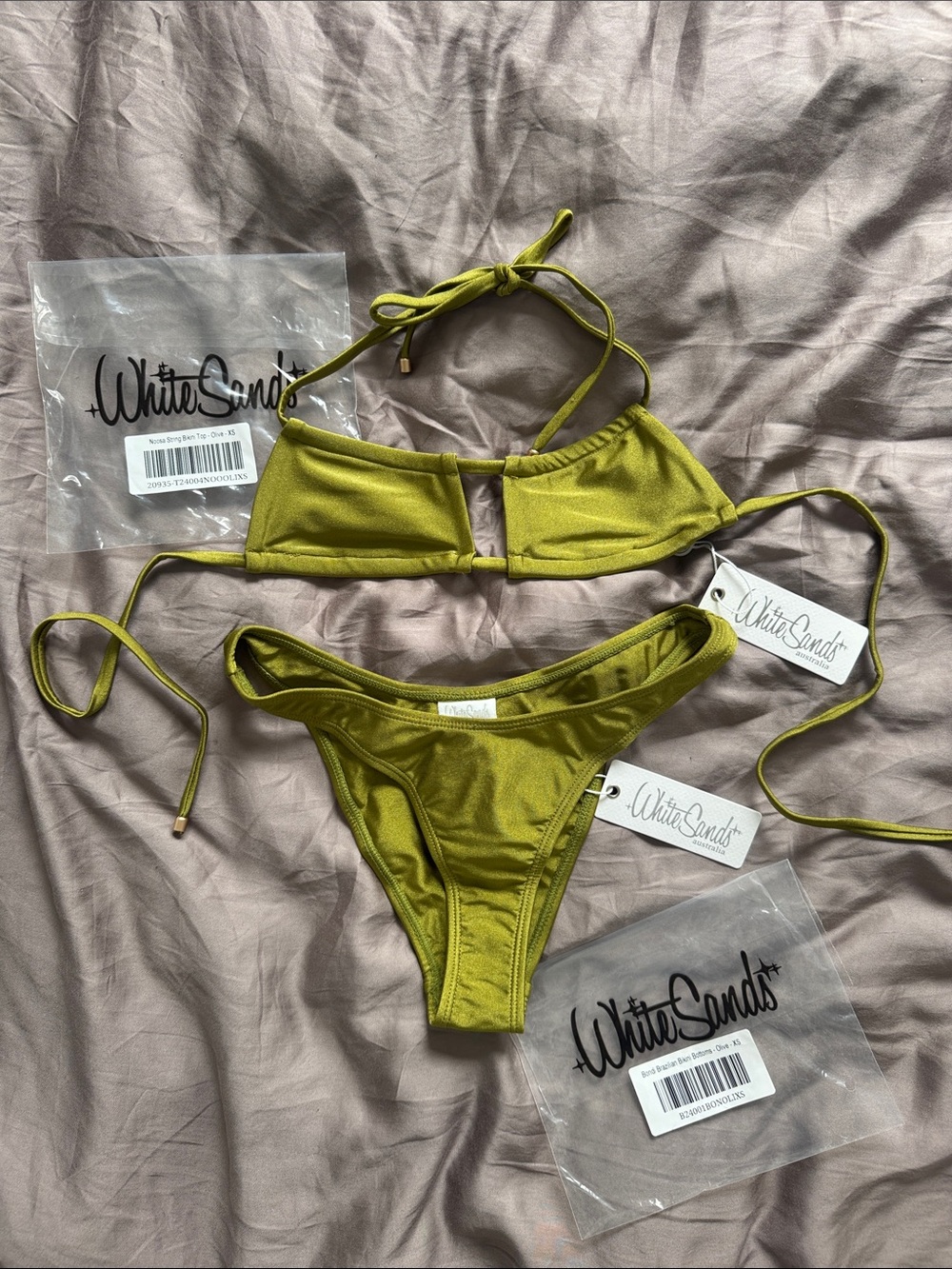 Olive Green String Bikini Set